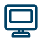 icono de una pantalla de ordenador en color azul